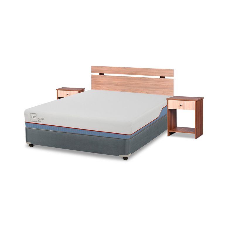 CIC Cama Americana Excellence Full x 1.90 mt base normal + Respaldo + 2 Veladores