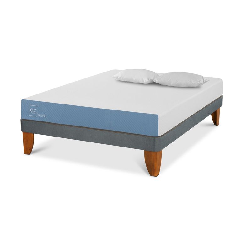 CIC Cama Europea Excellence 2 Plazas x 1.90 mt base normal + 2 Almohadas