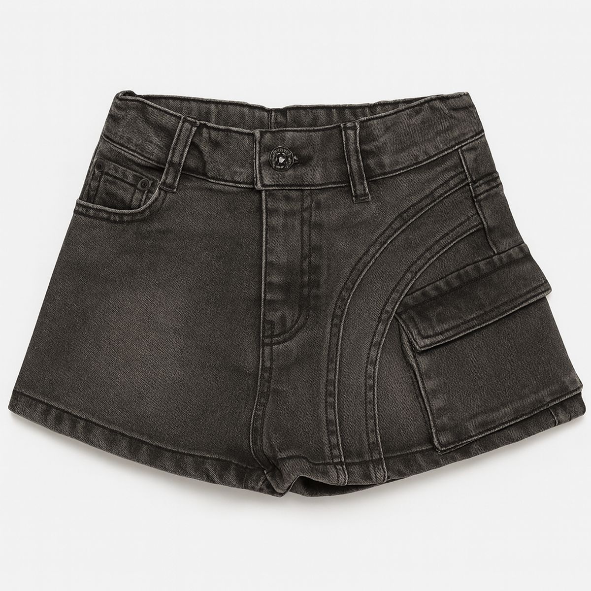 KIBOU - Falda Short Mezclilla Niña Cargo Juvenil Negro