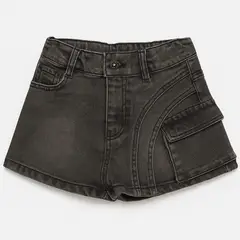 KIBOU - Falda Short Mezclilla Niña Cargo Juvenil Negro