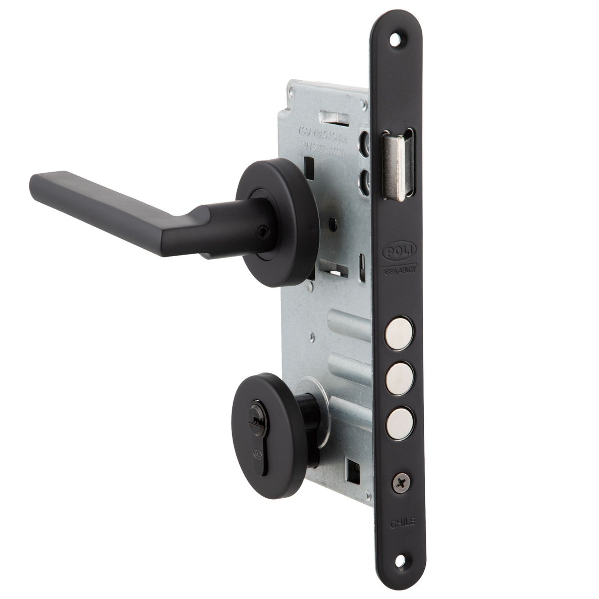 POLI - Cerradura Embutida Milano Black B60 Acceso 1/2