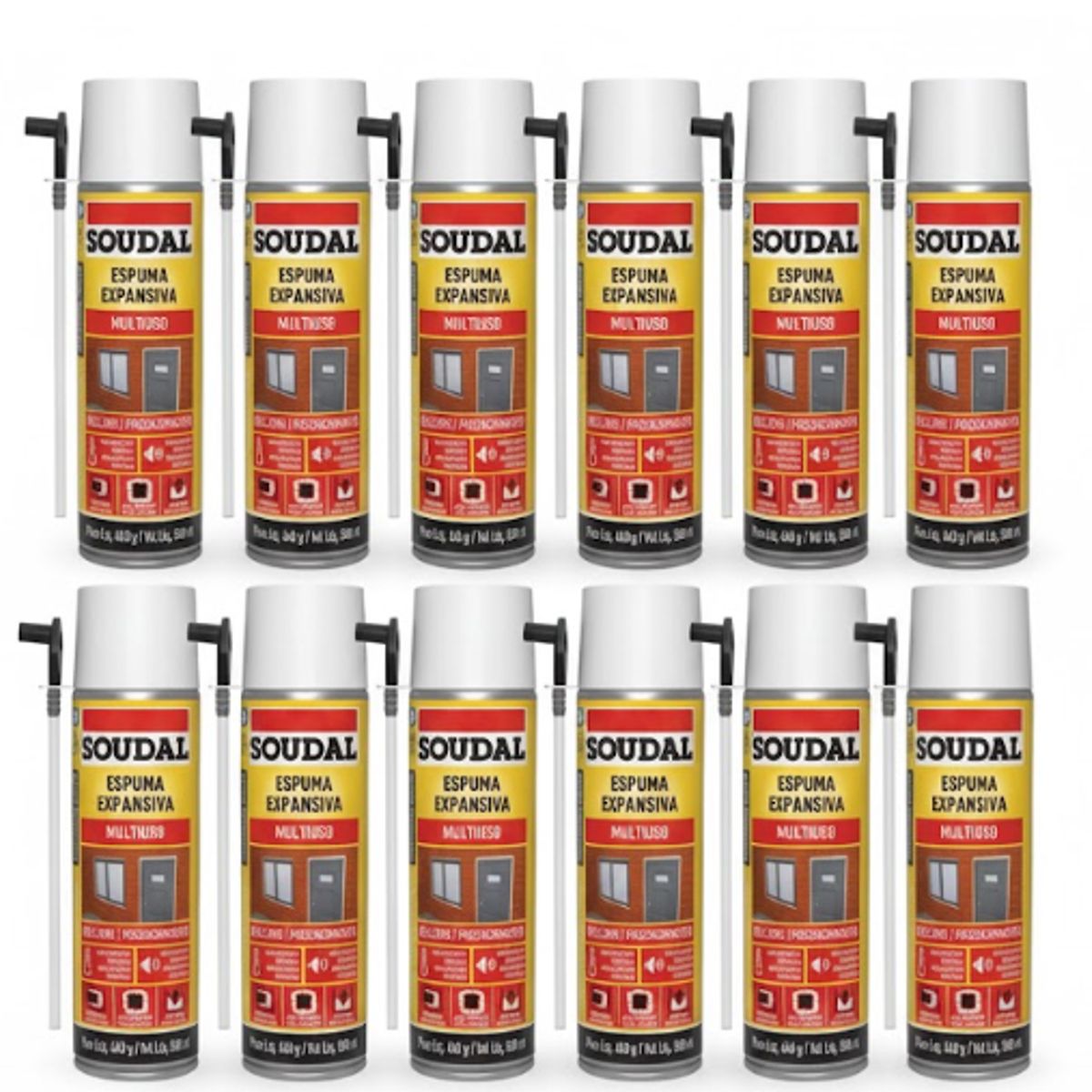 SOUDAL - Espuma Expansiva Poliuretano Soudal 750 Ml. 12 Unidades