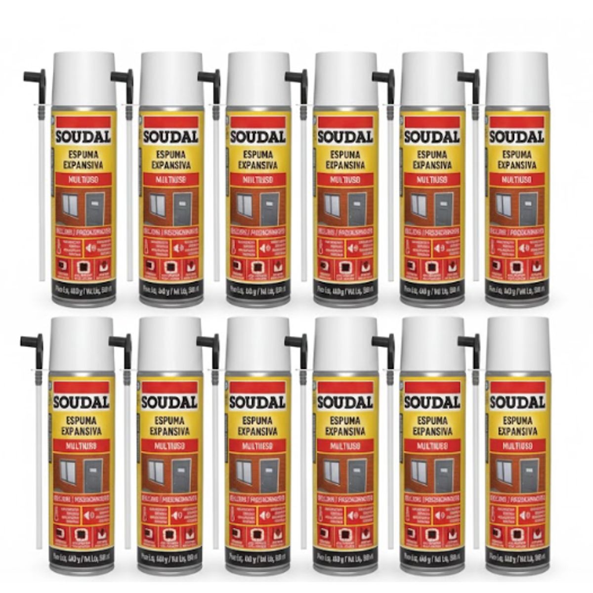 SOUDAL - Espuma Expansiva Poliuretano Soudal 750 Ml. 12 Unidades
