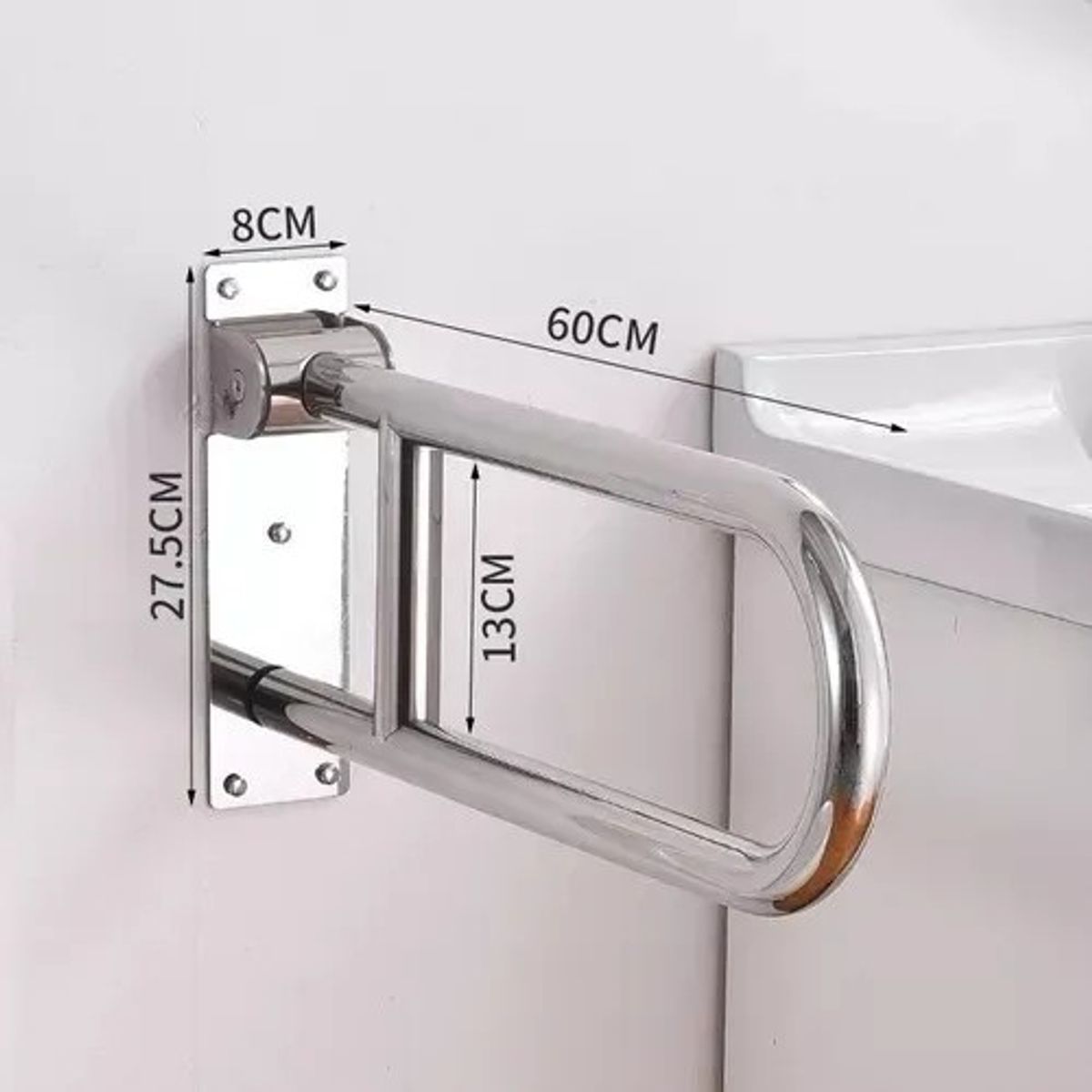 GENERICO - Barra De Seguridad Pasamano Abatible Para Minusvalidos 60 Cm Plateado