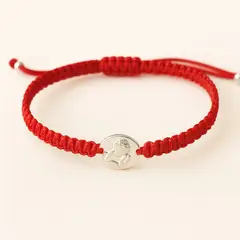 LK LUKSO - Pulsera Mini Baby Hilo Rojo Ajustable Ángel De La Guarda Plata 925