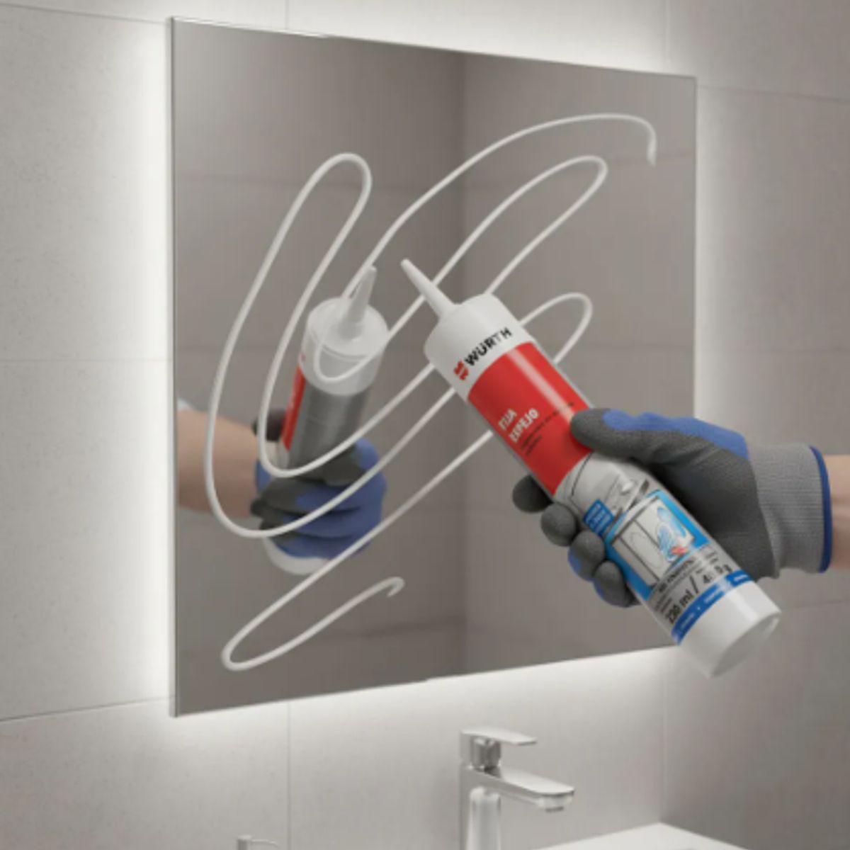 WURTH - Silicona Para Pegar Espejos Blanco 230 Ml. Wurth