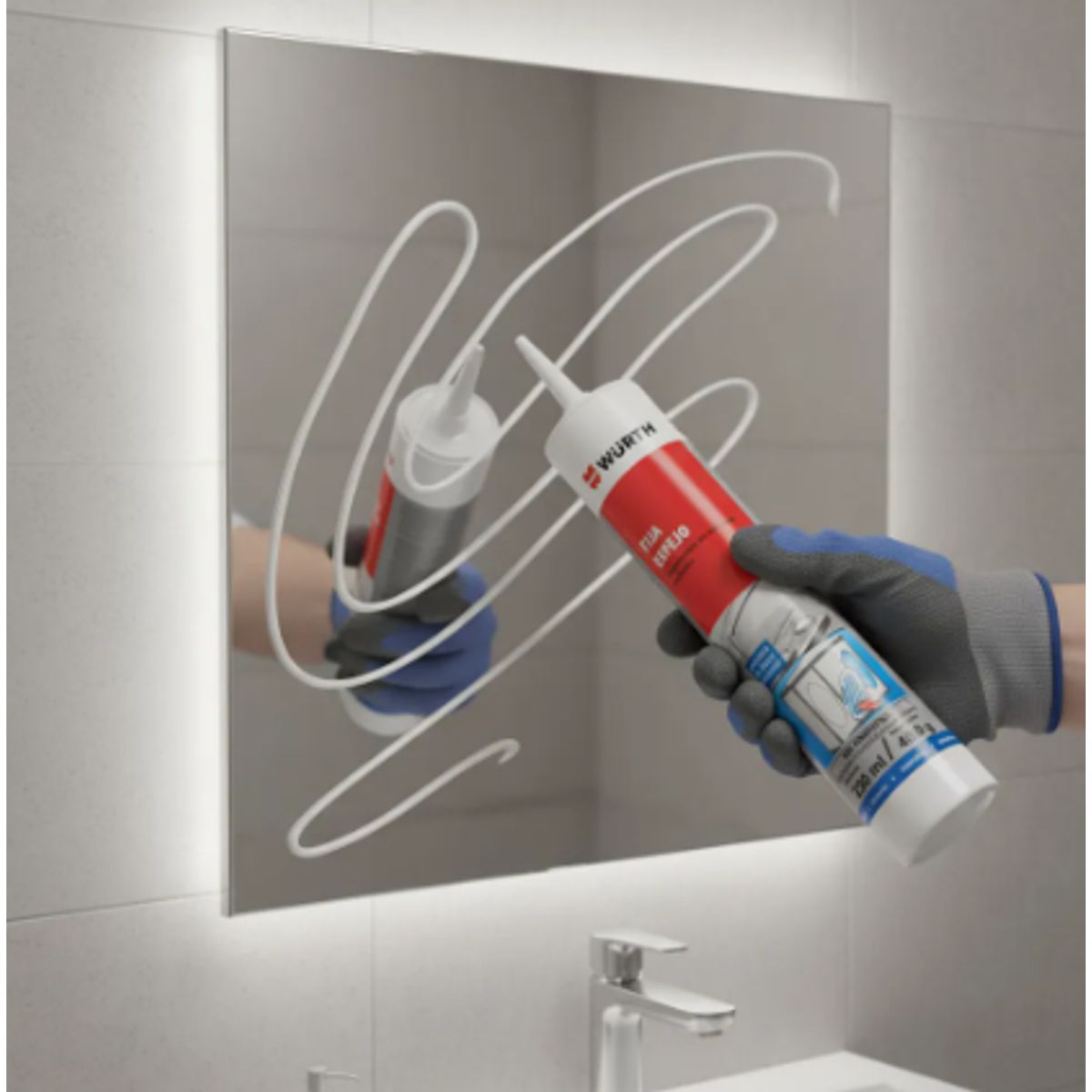 WURTH - Silicona Para Pegar Espejos Blanco 230 Ml. Wurth