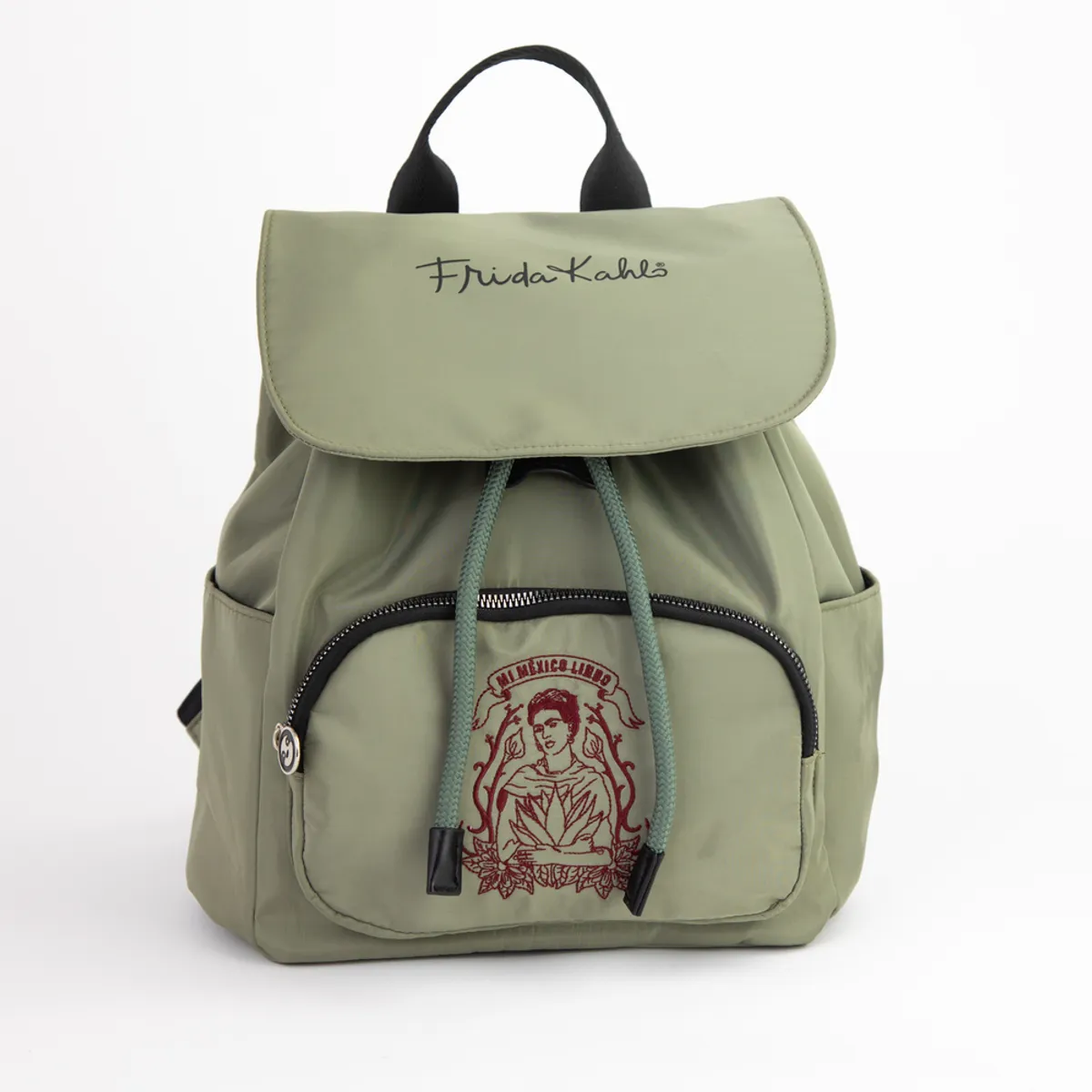 FRIDA KAHLO - Mochila Mujer Gris Flores Frida Kahlo