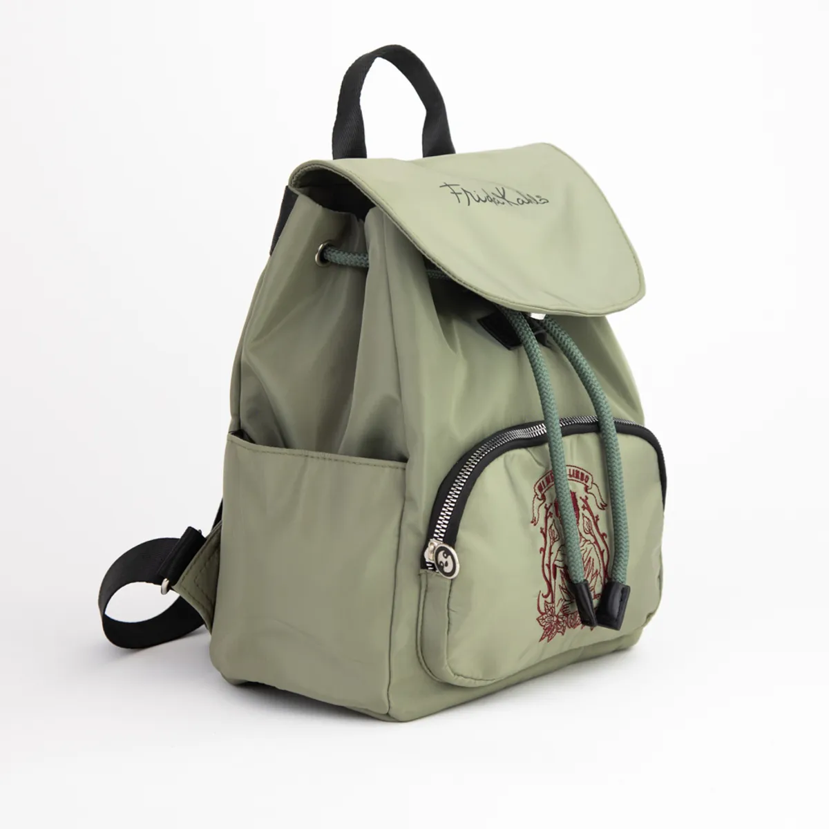 FRIDA KAHLO - Mochila Mujer Gris Flores Frida Kahlo