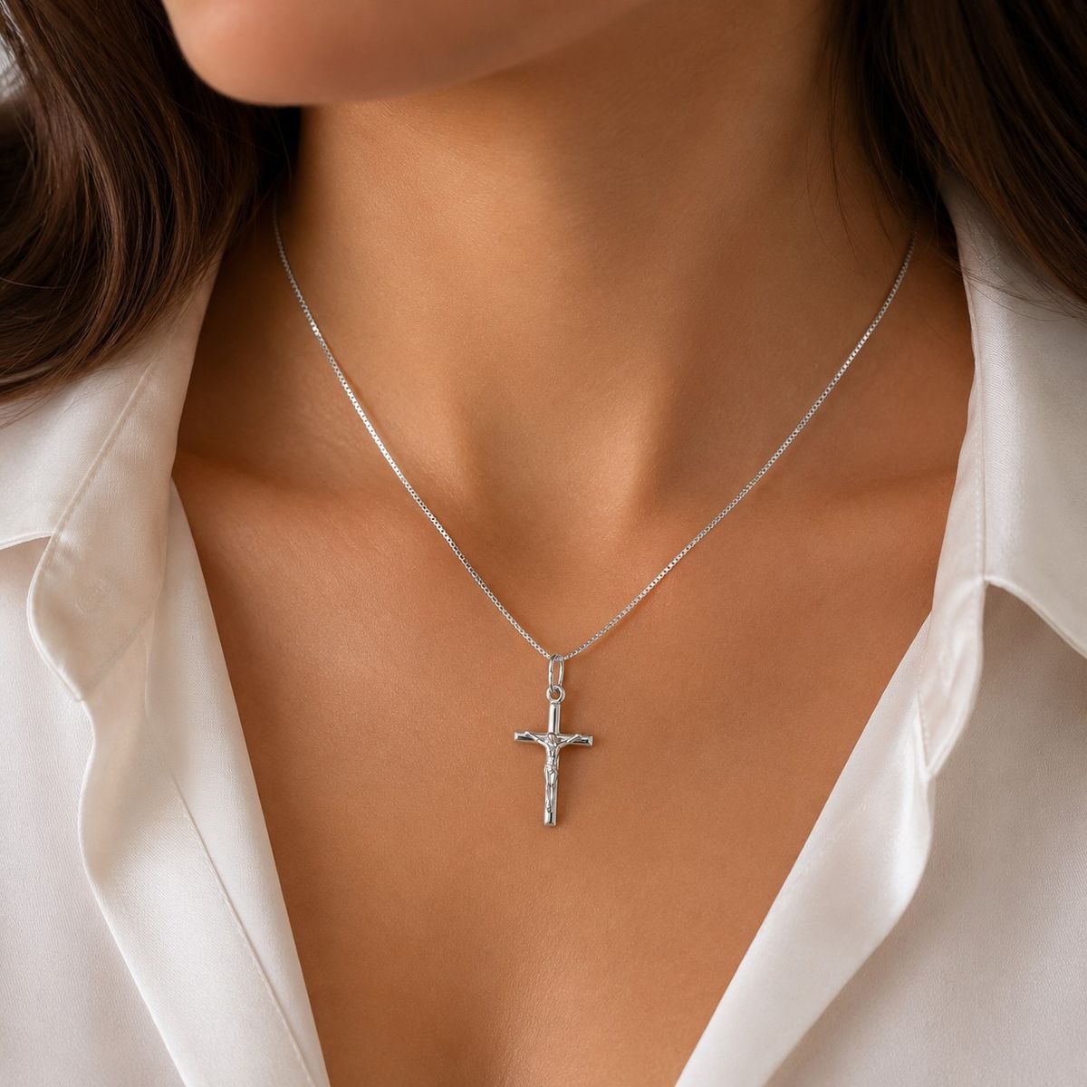 LK LUKSO - Collar Crucifijo Jesús Cruz 50cm en Plata 925
