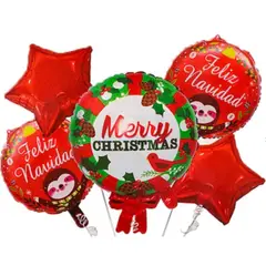 GENERICO - Set de globos metálicos merry christmas 5piezas