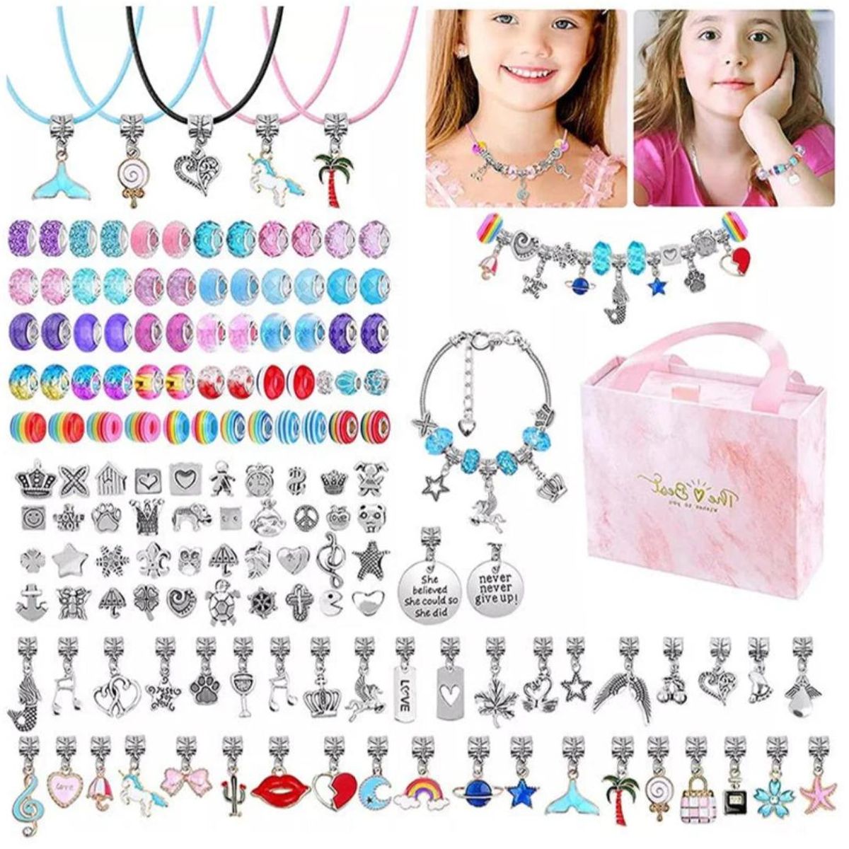 GENERICO - Set Juego Charms 150 Pcs Kit Hacer Pulseras Collar Diy Niñas