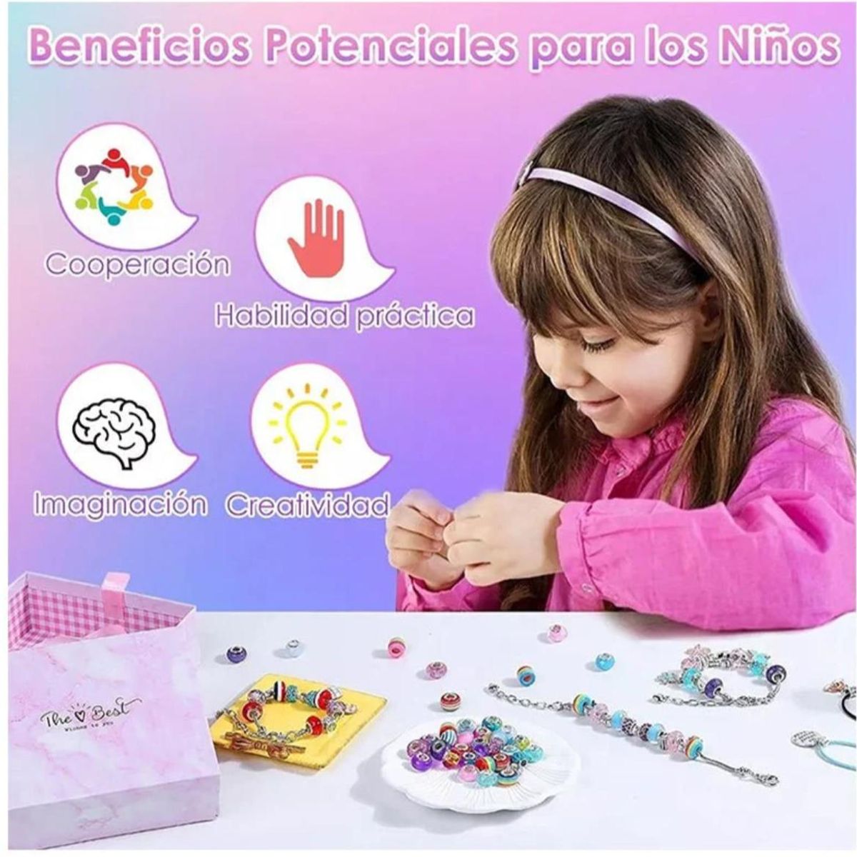GENERICO - Set Juego Charms 150 Pcs Kit Hacer Pulseras Collar Diy Niñas