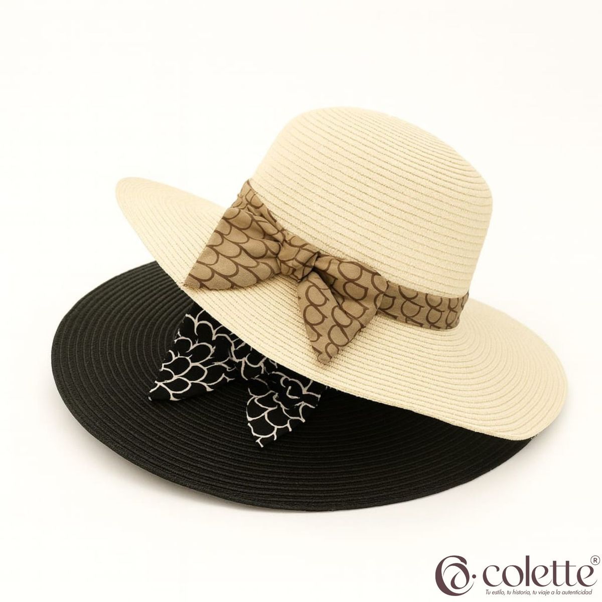 COLETTE - Sombrero Veraniego Ala Mediana Con lazo Estampado  D  Colores