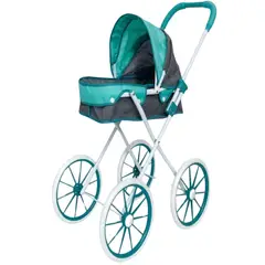 GENERICO - Coche de Paseo para Muñecas con Capota y Ruedas Grandes Celeste