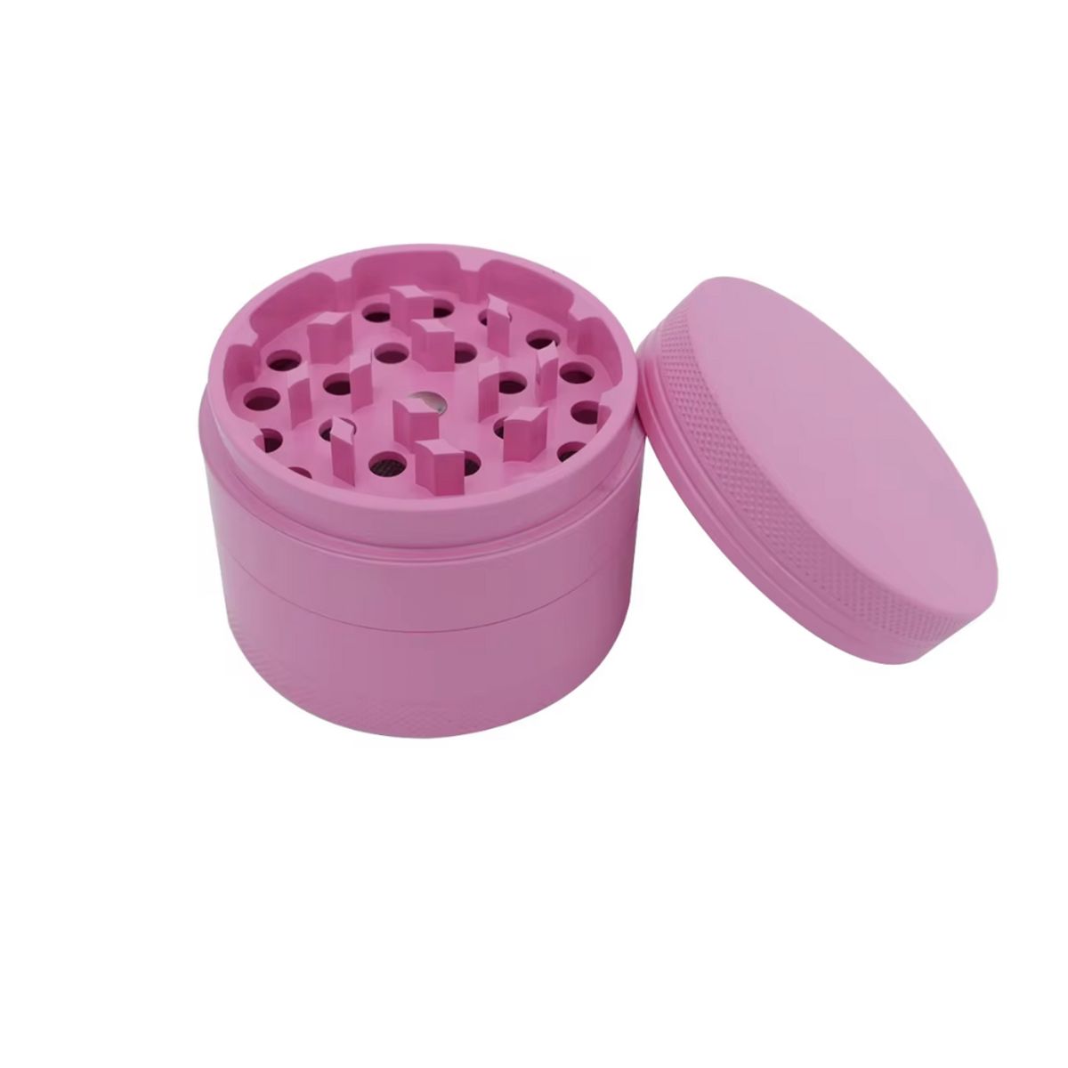 GENERICO - Moledor de finas Hierbas 4 piezas Cerámica color Rosado.+ Contenedor aluminio Regalo