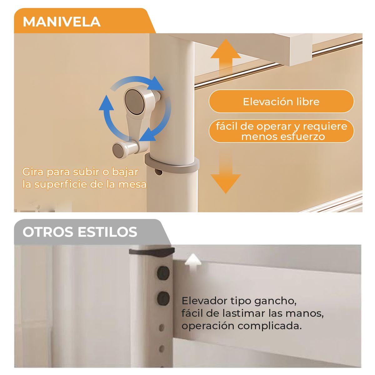 VIDITA - Escritorio Altura Ajustable Manual 120x65-90cm Ergonómico Regulable En Altura Trabajo