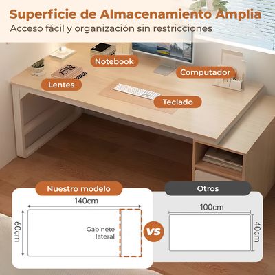 Imagen 2 del producto Escritorio Con Cajonera Móvil 120-140 Cm Pata Metálica Oficina