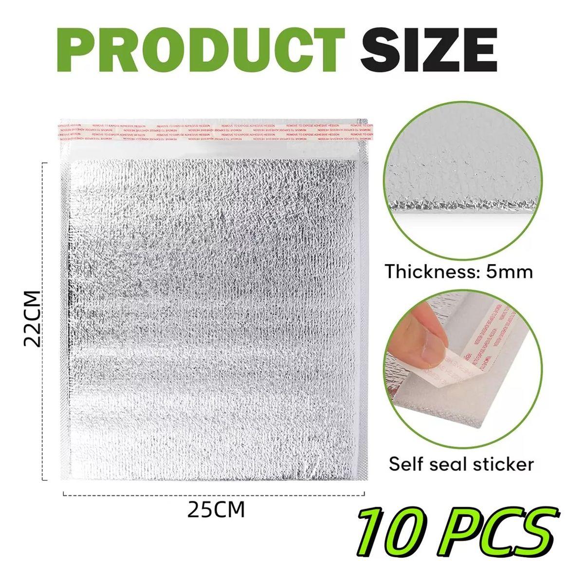 KUANGYE - Pack 10 Sobres Térmico Transportar Medicina, Etc. 22x 25cm