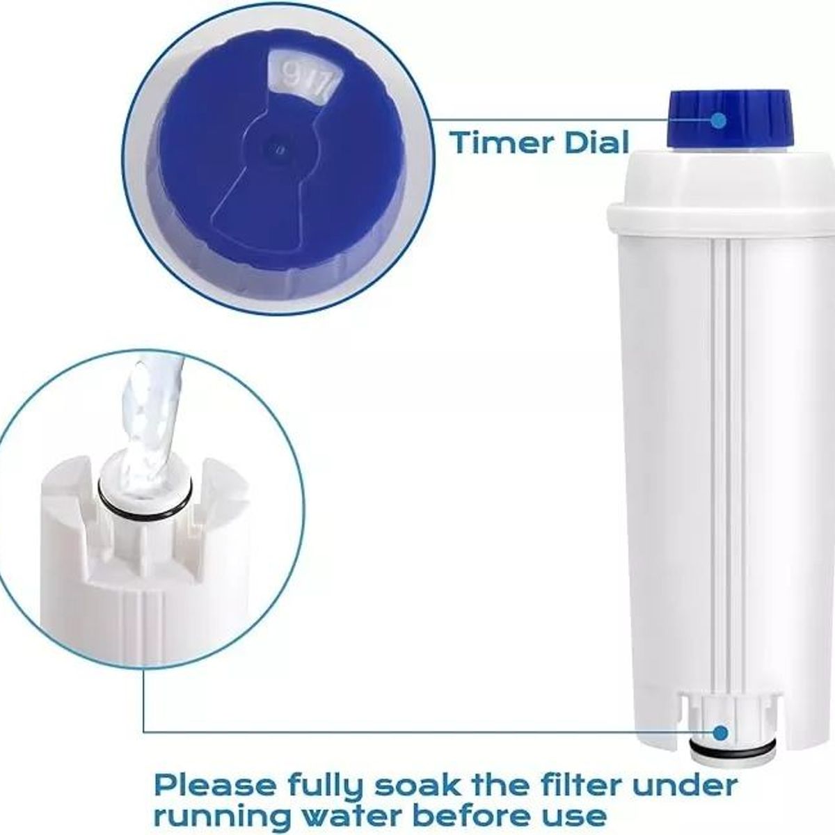 KUANGYE - Filtro De Agua Para Cafeteras Delonghi Dlsc002 Ser3017 Ec800