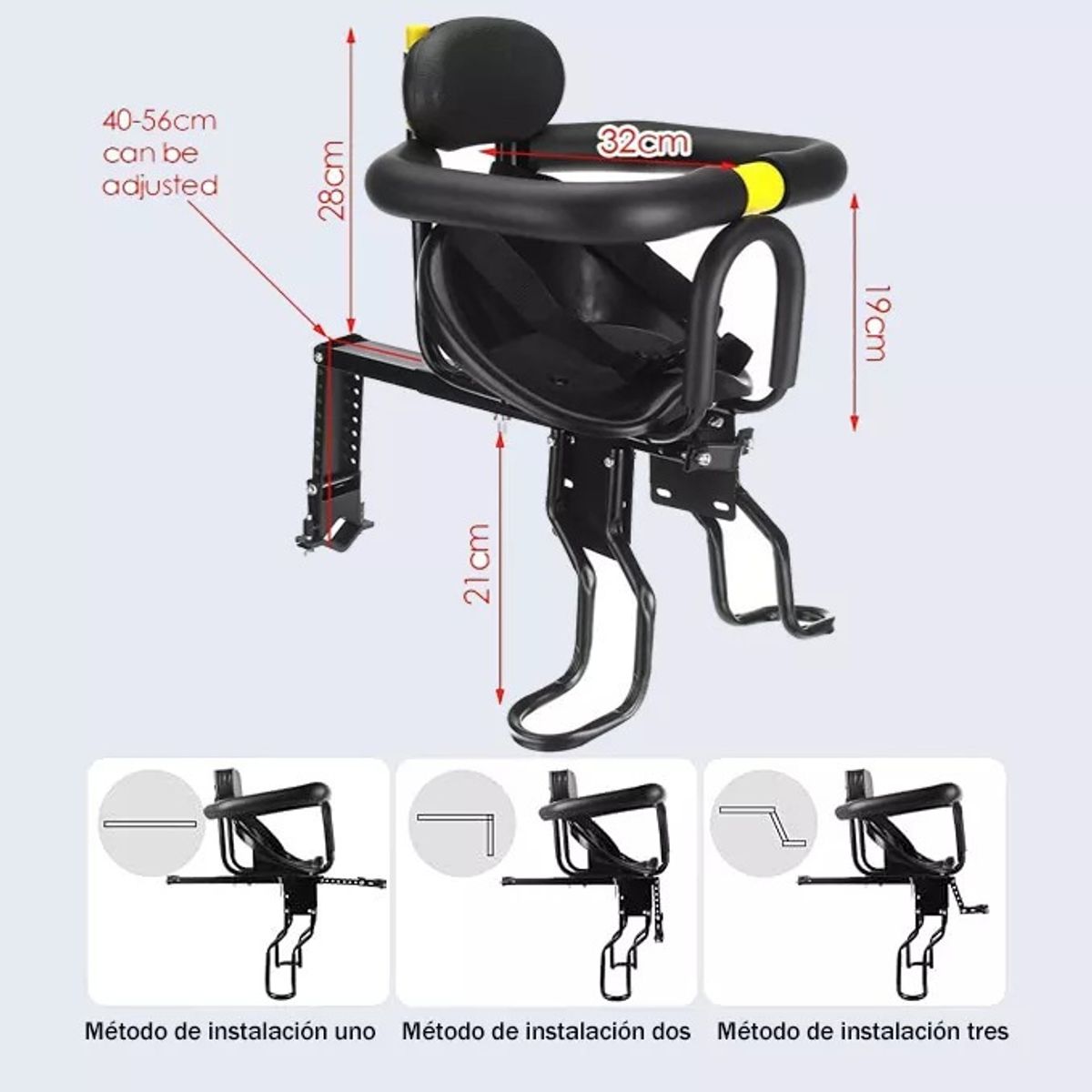 BLLOQ - Silla Frontal De Bicicleta Para Niños Y Bebes - 25kg Negro