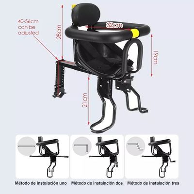 Imagen 2 del producto Silla Frontal De Bicicleta Para Niños Y Bebes - 25kg Negro