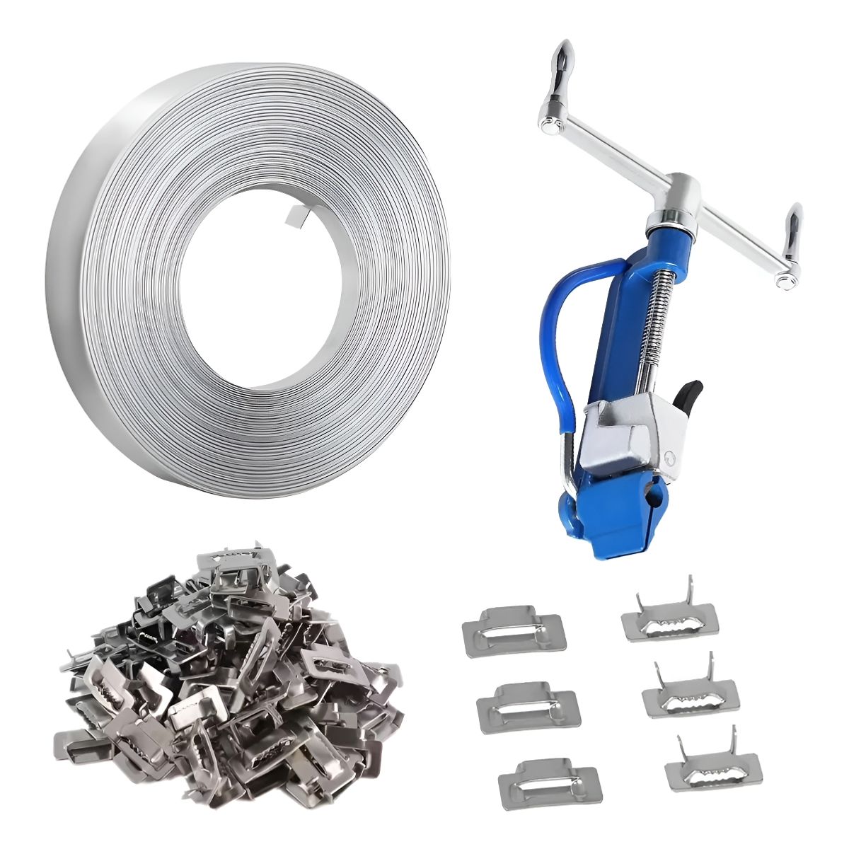 QUICK - Kit Flejadora Acero Inoxidable 12 tensadorflejehebillas