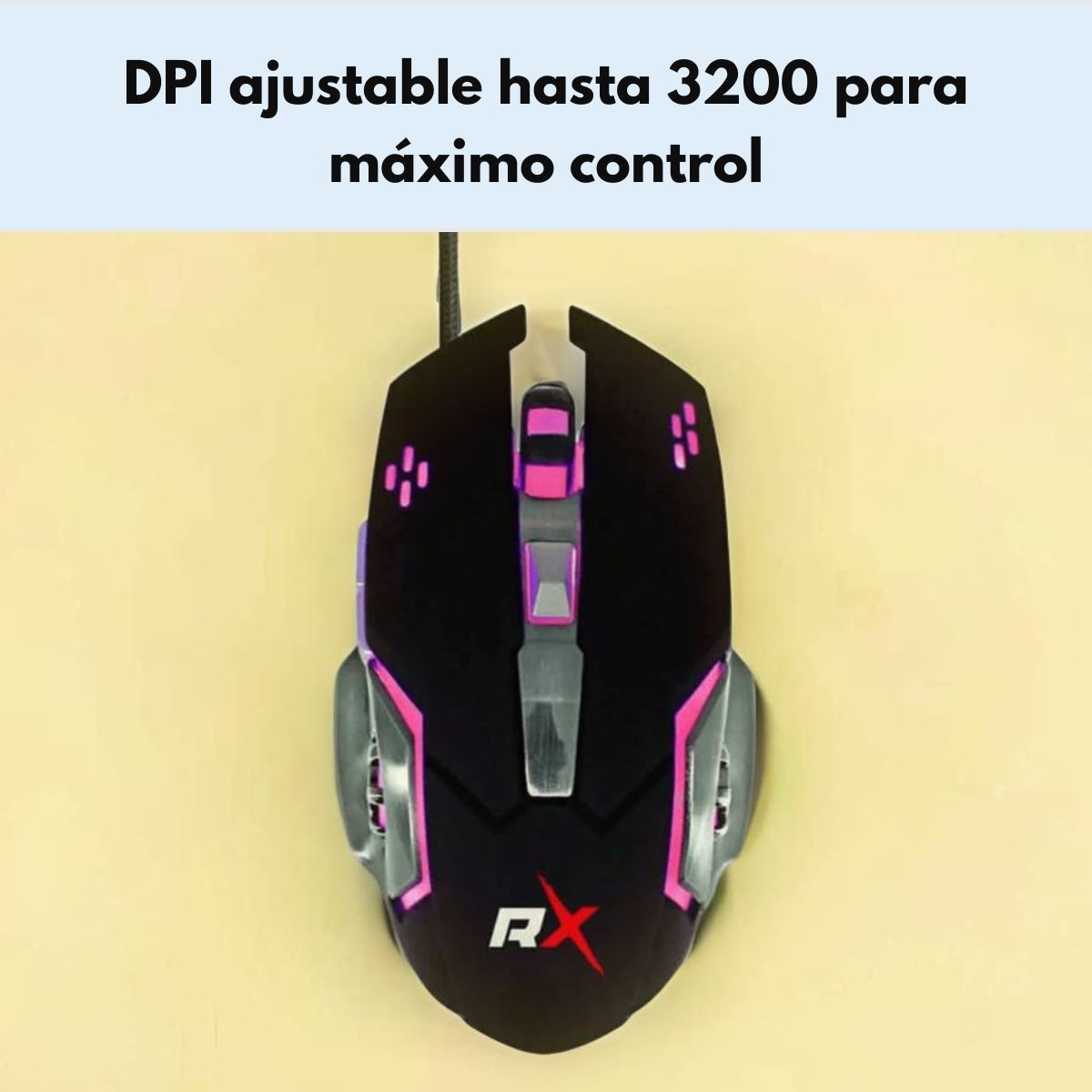 REPTILEX - Mouse Gamer Reptilex 5 3600 Dpi Retroiluminado Color Negro
