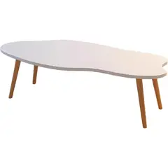 ANYHOGAR - Mesa De Centro Con Forma De Nube 100x50x42cm Blanco Blanco