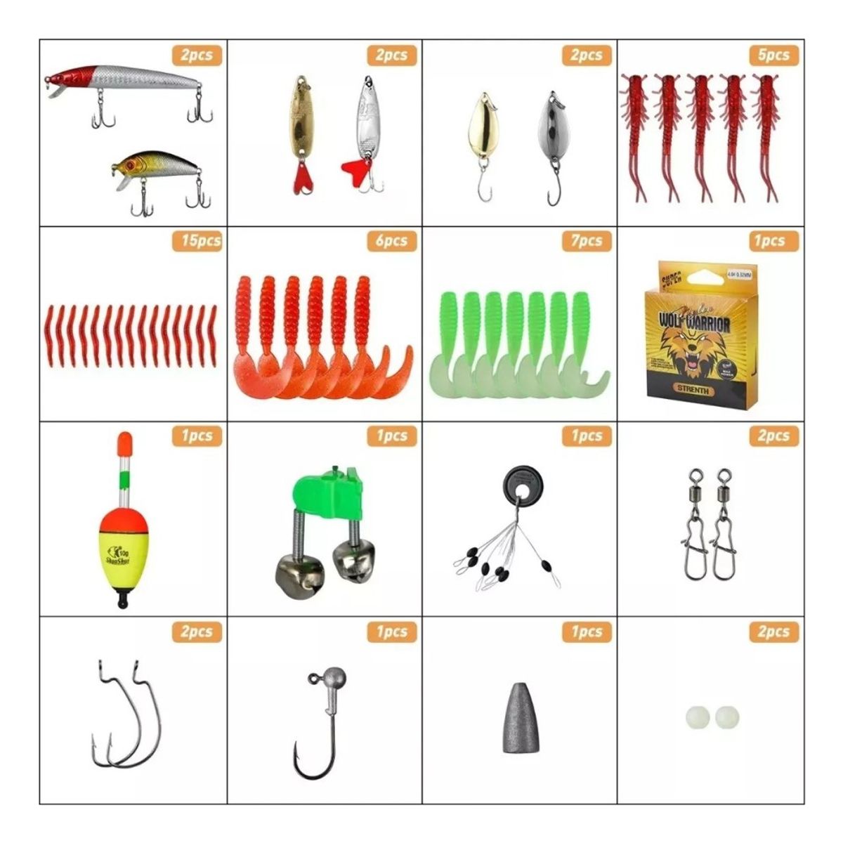 AFVENTURA - Kit Pesca Caña Carrete Señuelo Accesorio Bolsa Completo 24m
