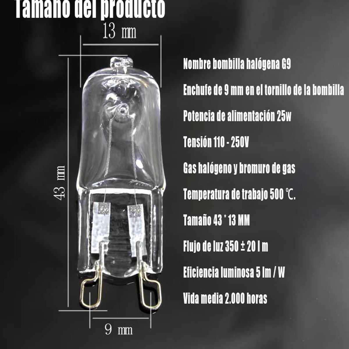 5pcs 220v Halógeno Lámpara Bead Halógeno De Tungsteno Bulbo, marca GENERAL - Foto 2