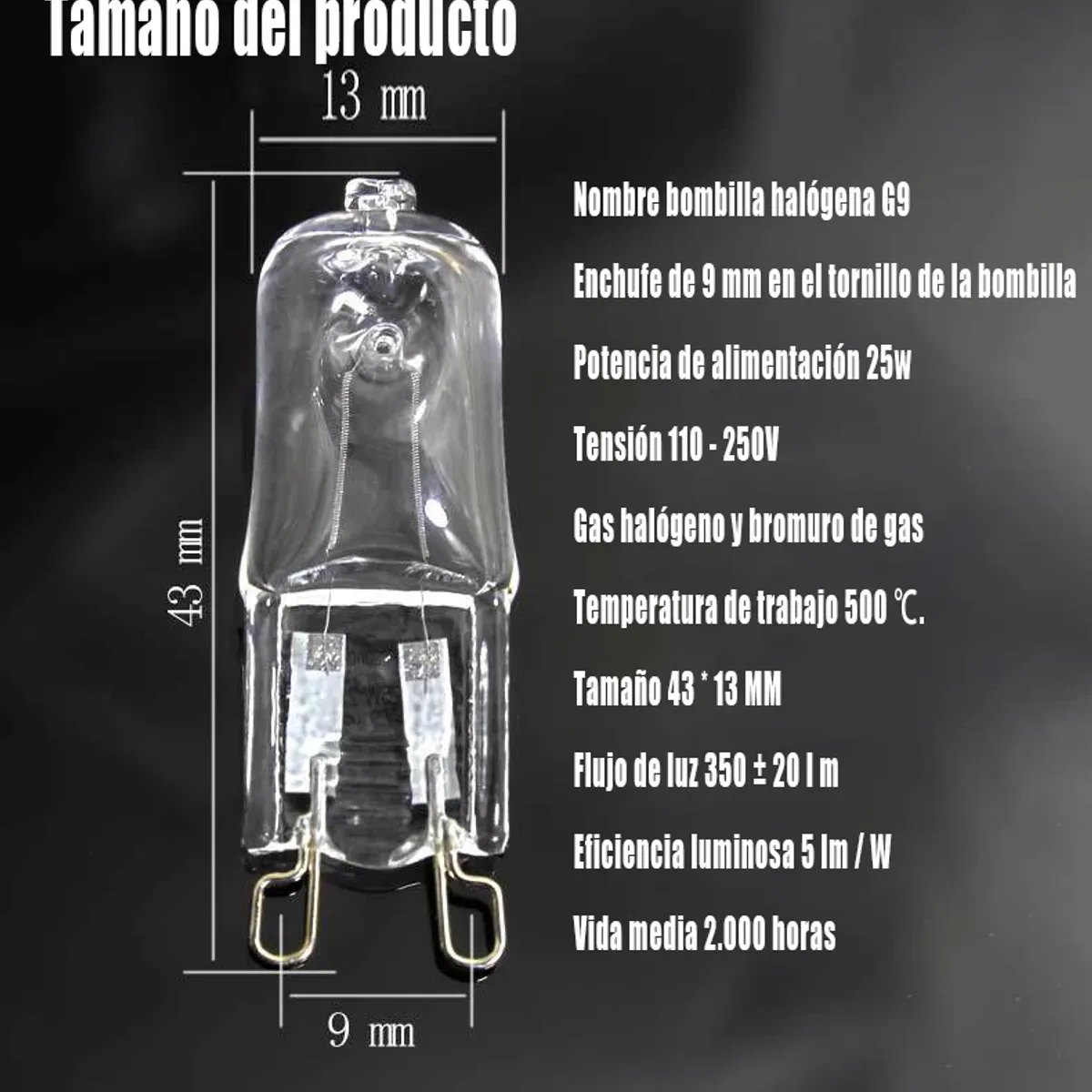 GENERAL - 5pcs 220v Halógeno Lámpara Bead Halógeno De Tungsteno Bulbo