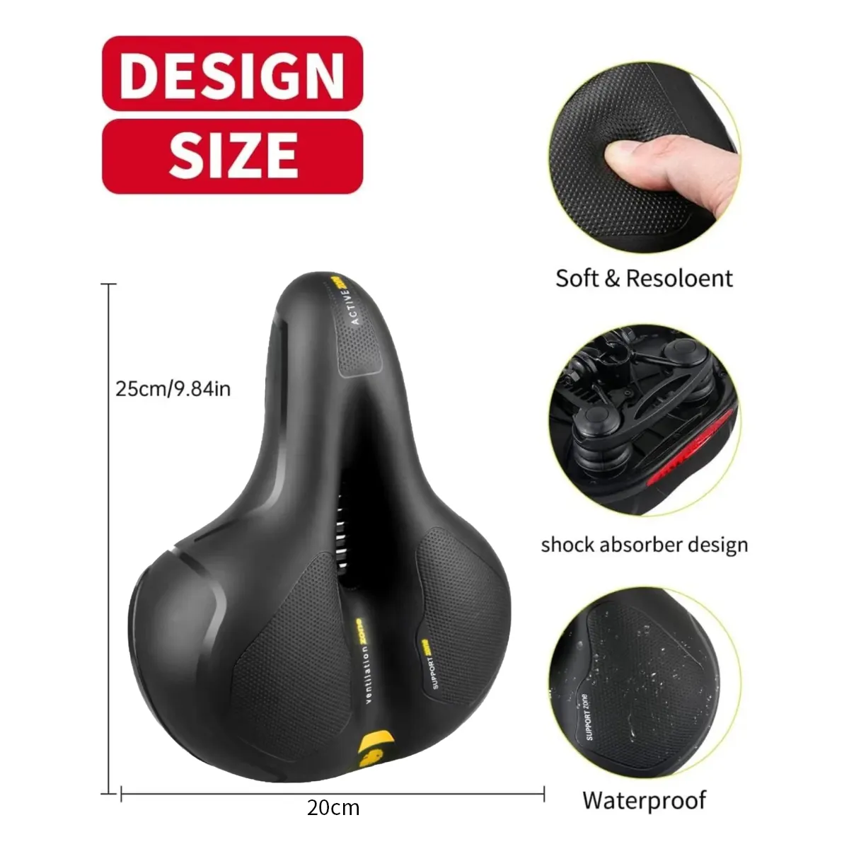 KINDA NICE - Cojín Hueco Transpirable Para Bicicleta Con Absorción De Imp