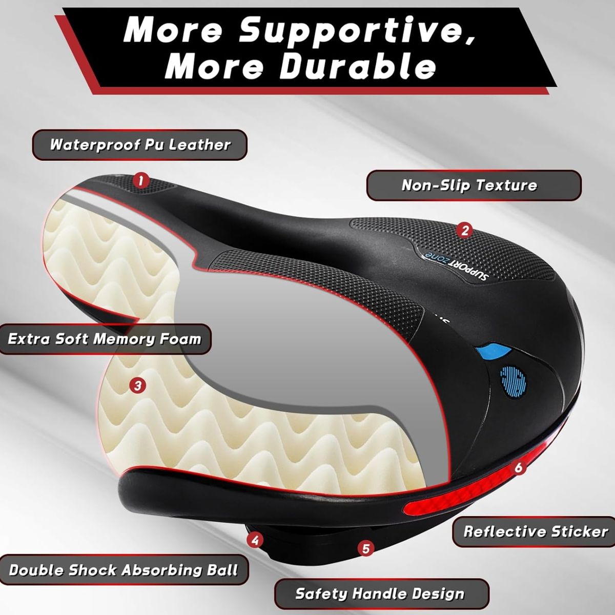 KINDA NICE - Cojín Hueco Transpirable Para Bicicleta Con Absorción De Imp