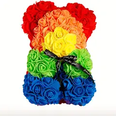 GANGLIAN - Osito Espuma 23cm Rosas de Colores - Decoración Alegre para Regalos y Eventos
