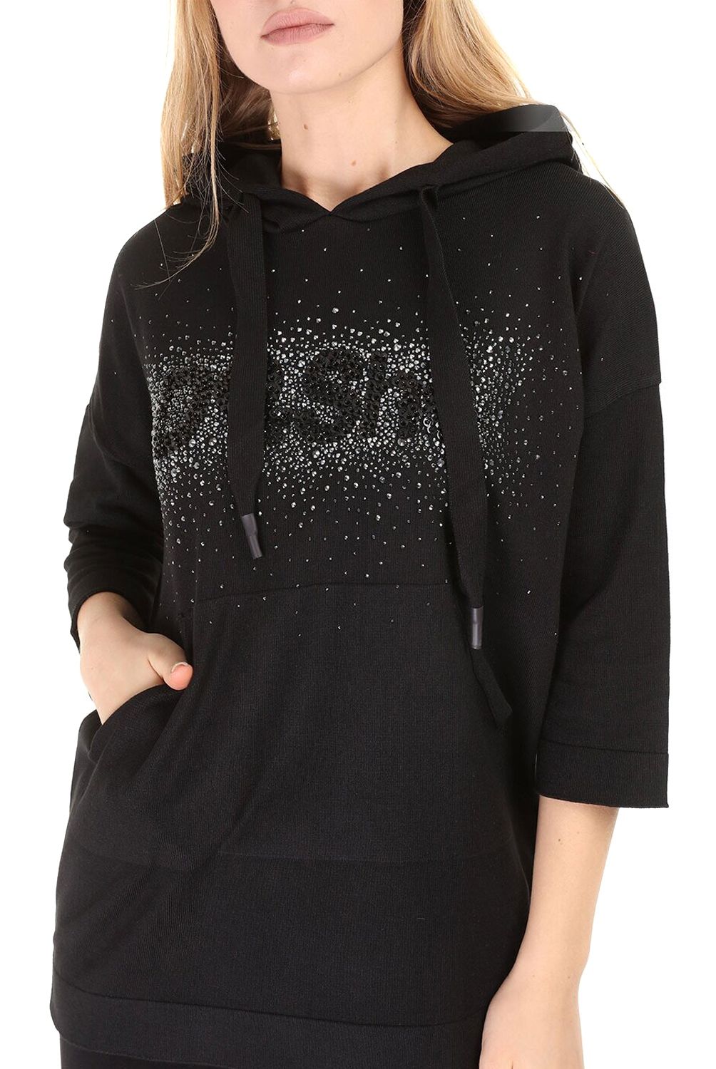 DISHE JEANS - Poleron Negro Star Capucha
