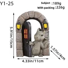 GANGLIAN - Dragón Mini Resina 15cm Puerta - Escultura para Decoración Interior y Exterior