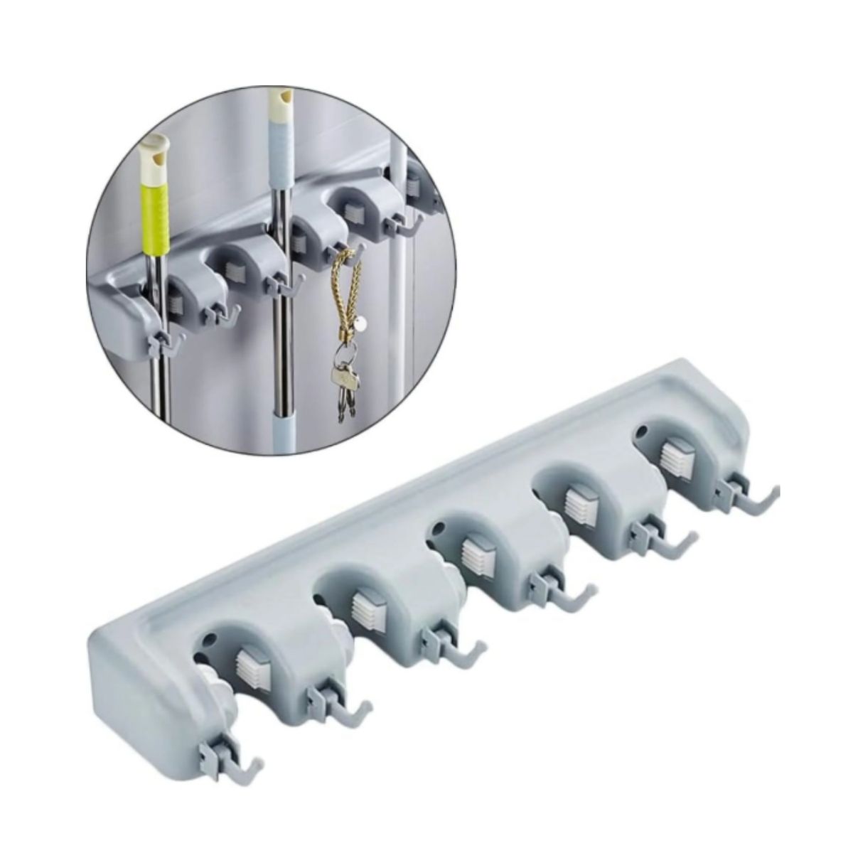 GENERICO - Organizador Para Escobas Y Útiles De Aseo Con Ganchos