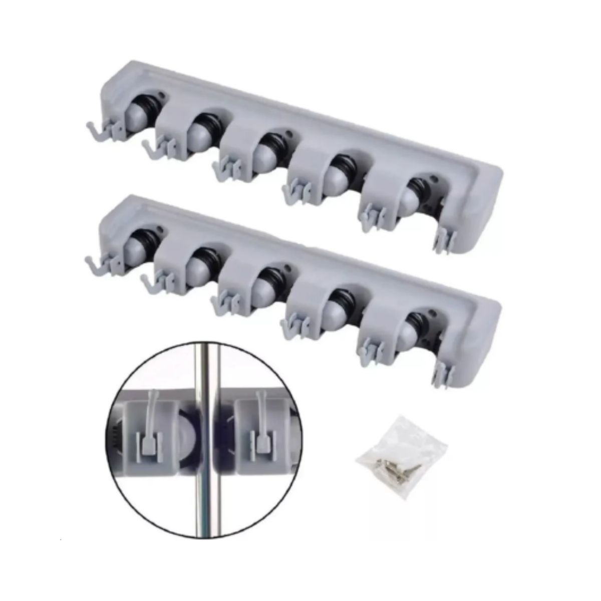 GENERICO - Organizador Para Escobas Y Útiles De Aseo Con Ganchos