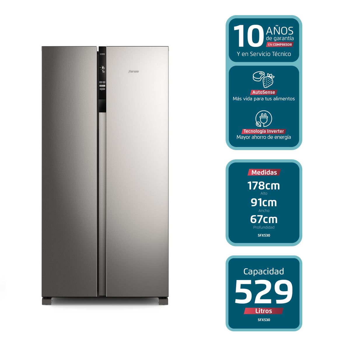 FENSA - Refrigerador Fensa 529L No Frost Side By Side SFX530 Inox