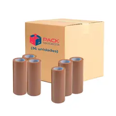 GENERICO - Cinta de Embalaje Café Silenciosa 48mm*100m - Pack Mayorista - 36 uds