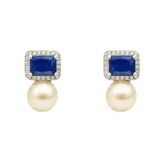 JOYAS LANDEROS - Aros Perla Zafiro de Luz Plata 925