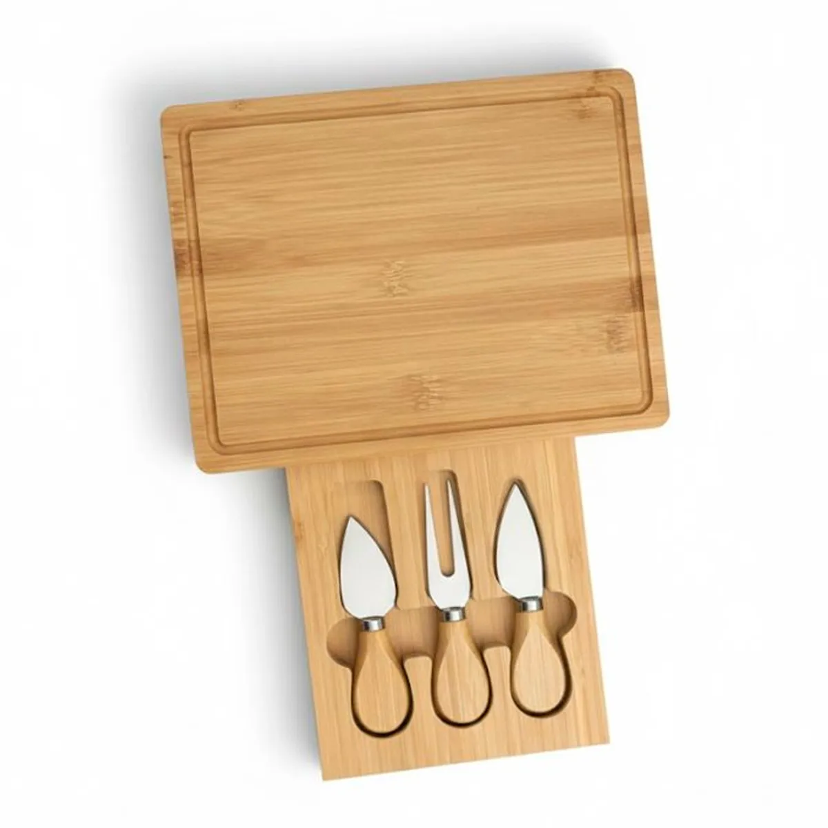 WAKESHOME - Tabla Rectangular de Bambú para Quesos con 3 Herramientas de Acero Inoxidable