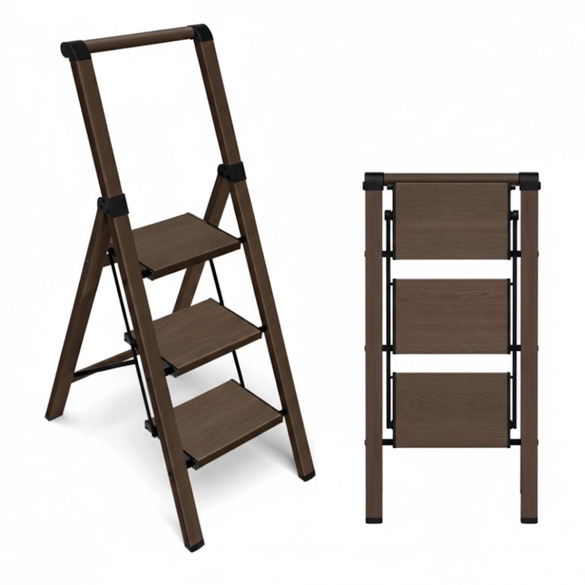 GENERICO - Escalera de Paso de Aluminio Plegable de 3 Escalones con Empuñadura, Pedal Antideslizante