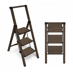 GENERICO - Escalera de Paso de Aluminio Plegable de 3 Escalones con Empuñadura, Pedal Antideslizante