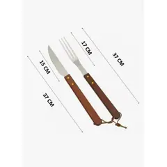 GENERICO - Set Parrillero 2 Piezas Utensilios Para Asado Cuchillo