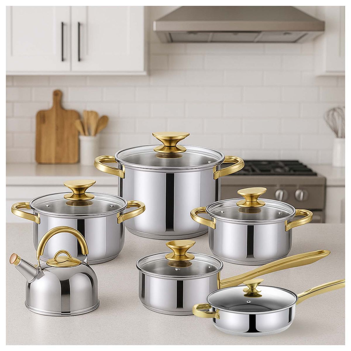 HAUSROLAND - Batería 12 piezas acero inoxidable Viena