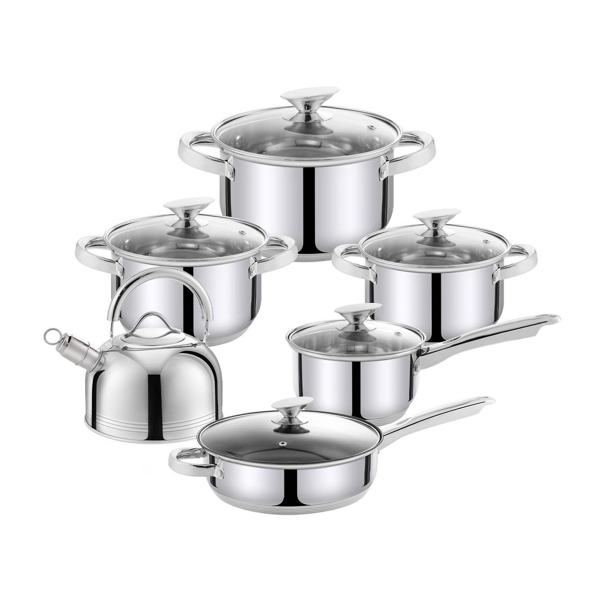 HAUSROLAND - Batería 12 piezas acero inoxidable Clásica