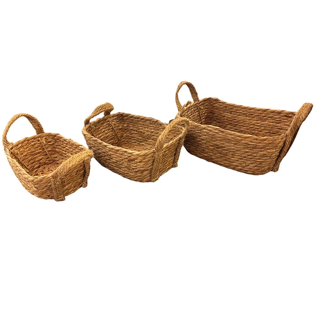 WAKESHOME - Juego De 3 Cestas De Almacenamiento Tejidas Cuerda De Yute Set 3 Piezas