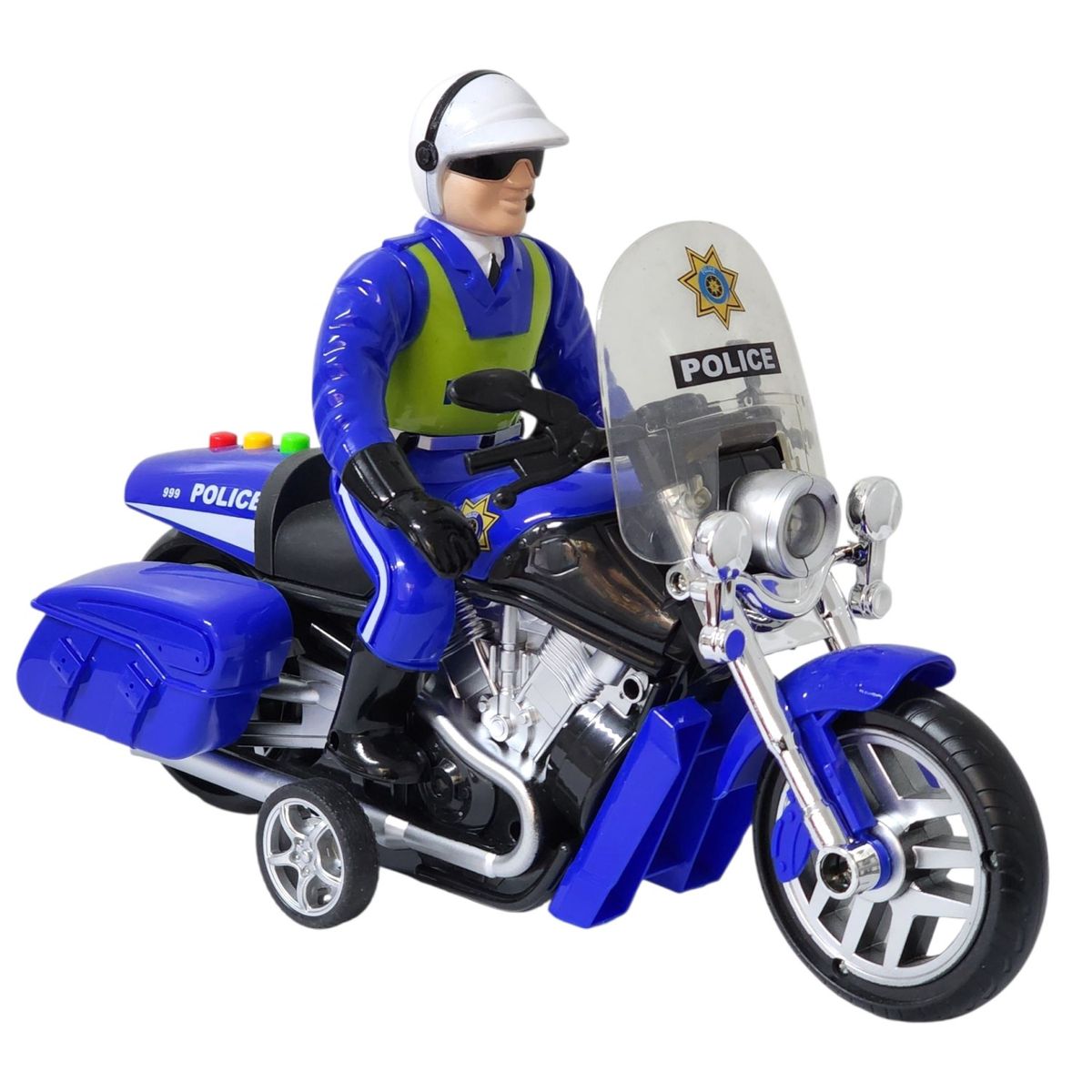 DBLUE - Juguete Moto Policía Luz Sonido Fricción Sujeto Poli DBG1677